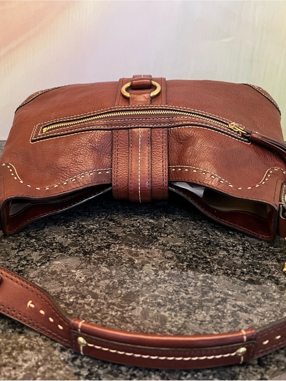 Coach Brown Leather Shoulder Bag with Gold Hardware - Picture 6 of 8